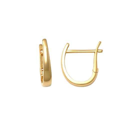 9k YG U-Shape Huggie Earrings 2.8mm Wide