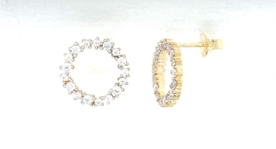 9k YG CZ Circle of Life Stud Earrings 12mm