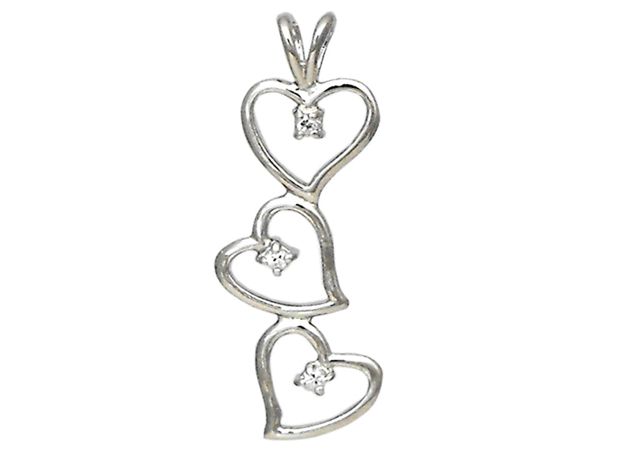 925 Triple Heart Pnd set with CZs