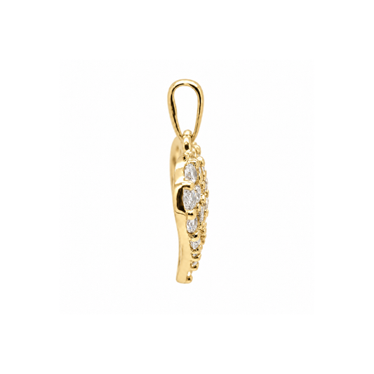 9k YG CZ Heart Pendant (13mm)