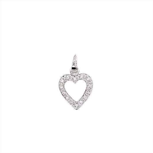 9k WG Diamond Heart Pendant 14D=0.07ct. 13x12mm