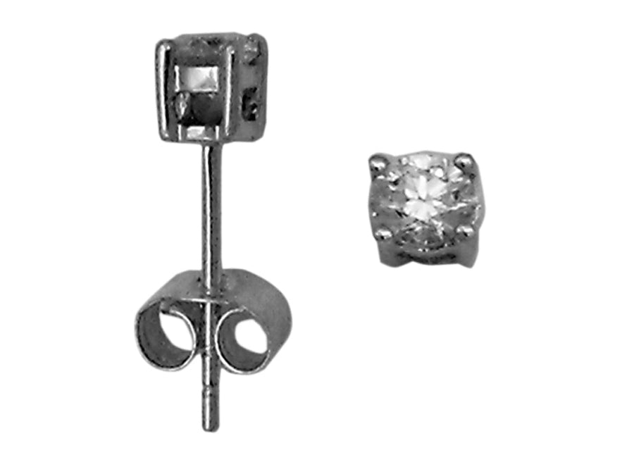 18k WG Diamond Stud Earrings with screw backs. 2D=0.60ct. set in 4 claws. 4.3mm Wide