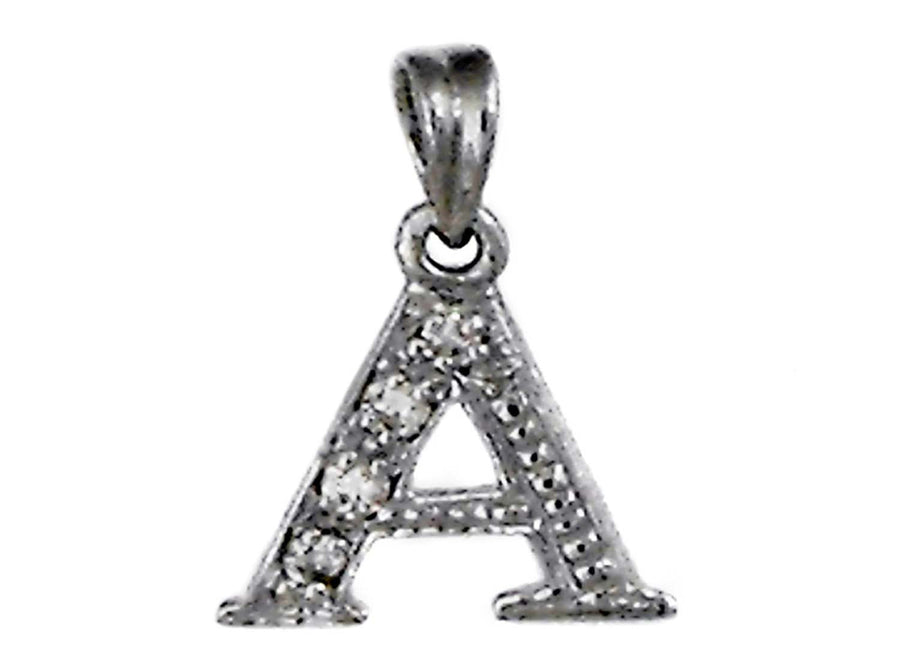 9k WG Diamond Block Letter Pendant B with 5D = 0.045ct 10mm