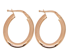 9k RG Flat Oval Hoop Earrings, 1.5mm Wide