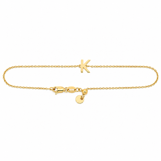 9k YG Letter K Trace Chain (1.1mm)