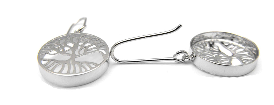 925 Tree of Life Shepherd Hook Earrings 16mm wide.