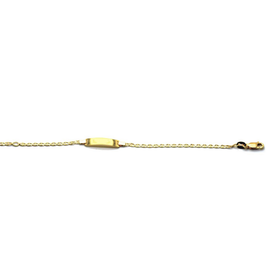 9k YG Italian Solid Anchor ID Bracelet 2.3mm wide 17cm O-Ring at 14cm Approx 2.32g