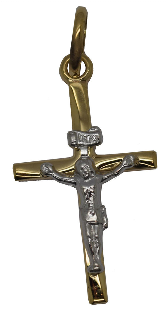 9k 2T Italian Squared Edge Crucifixion Pendant 21mm x 13mm