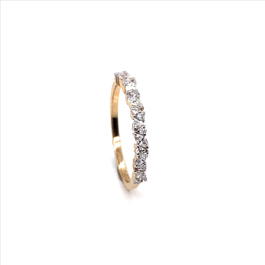 9k YG Diamond Dress Ring featuring a delicate alternating mix of marquise and round diamonds along the band. 17D = 0.31ct. Size M