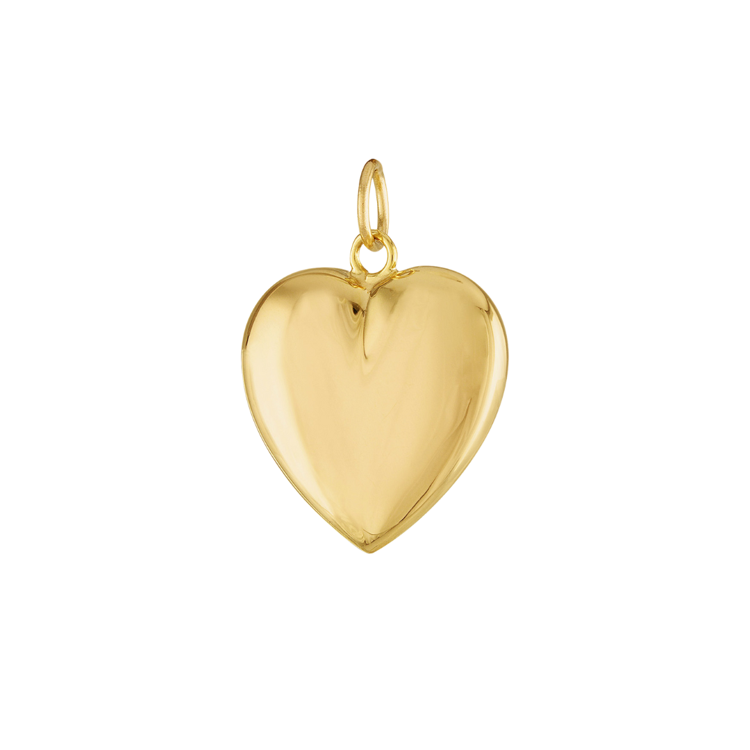 9k YG Hollow Heart Pendant 6mm