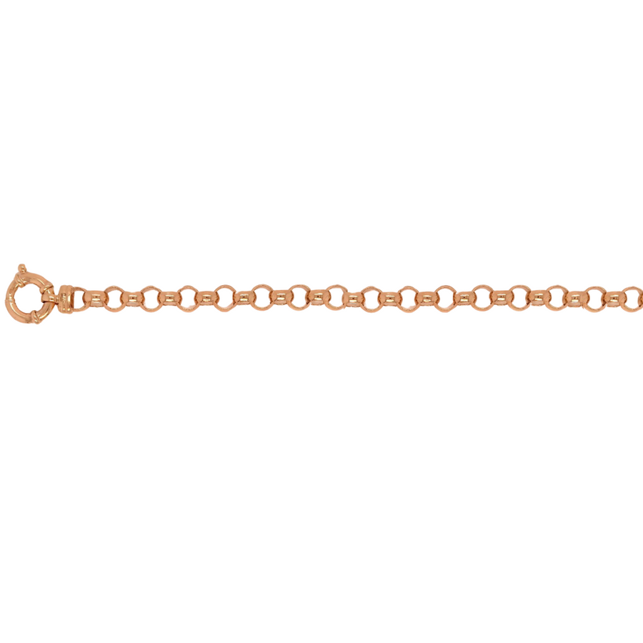 9k YG Solid Round Polished Belcher Bracelet with 7.5mm link 19cm . With Bolt-Ring Approx 15.2g