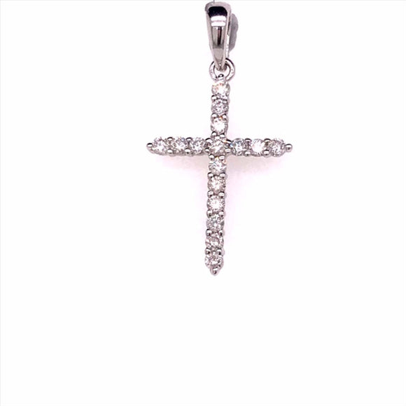 WG Diamond Cross Pendant 16D=0.25ct 17x12mm. Available in various alloys and colours.