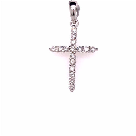 18k WG Diamond Cross Pendant 16D=0.25ct G SI1 Claw Set . Meas. 17x12mm