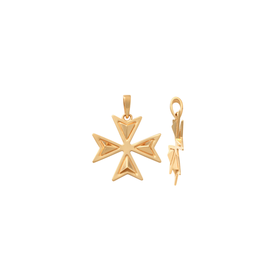 9k YG Maltese Cross 18mm x 18mm