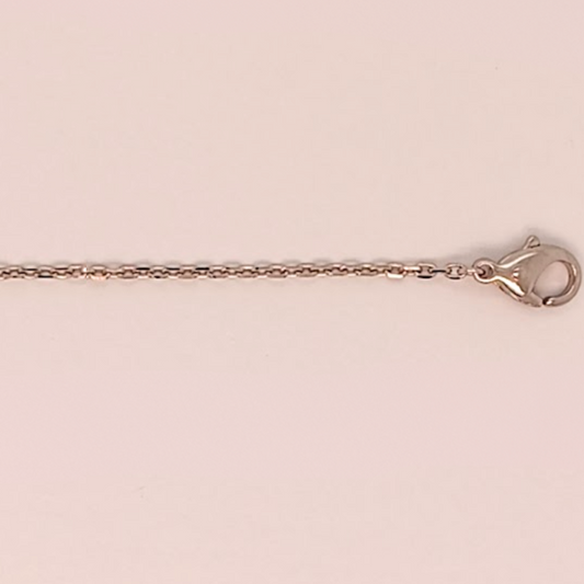 Platinum Diamond Cut Oval Link Chain 1.3mm wide 45cm. Approx 3.43g