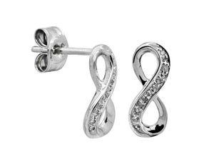 9k WG Diamond Infinity Heart Stud Earrings 12x5mm