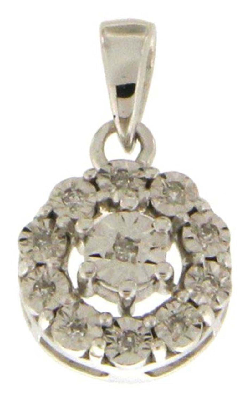 9k WG Diamond Cluster Circle Pendant 11D=0.03ct. 8.6mm