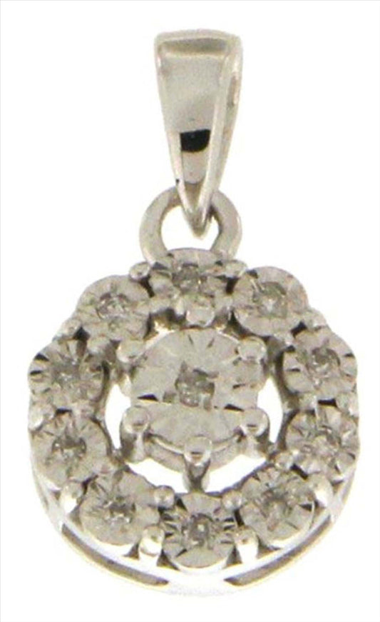 9k WG Diamond Cluster Circle Pendant 11D=0.03ct. 8.6mm