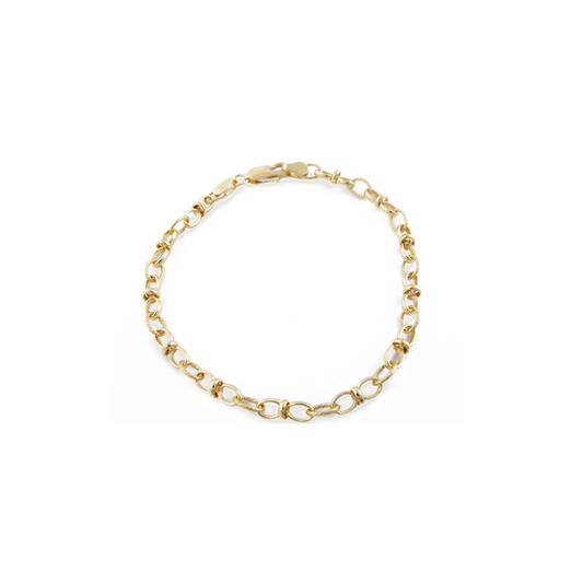 YG Oval Belcher Fancy Bracelet 4.5mm wide (priced per gram)