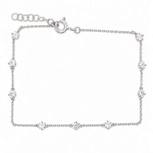 9k WG 9xCZ Pendant with Oval Link Chain 19cm with O-Ring at 17cm