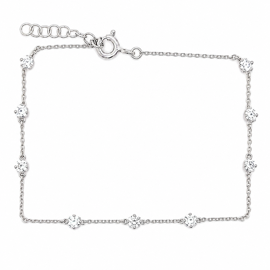 9k WG 9xCZ Pendant with Oval Link Chain 19cm with O-Ring at 17cm