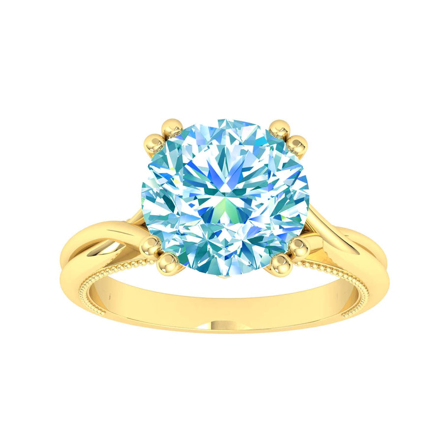 9k YG 4ct Topaz Solitare Ring with Diamonds set on under bezel. 1To=4.00ct and 6D=0.05ct. Size P