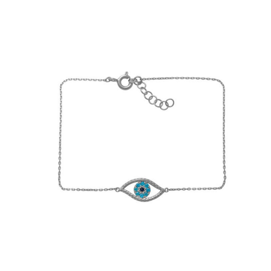 9k WG CZ Eye Pendant with Oval Links Bracelet 19cm Incl 2cm adjustable links