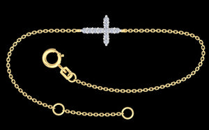 9k Diamond Cross Bracelet