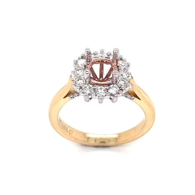 18k YG Band with WG Setting & RG Plating on inside of claws to suit a Pink Diamond ( Centre setting unset ) 34 Brilliant Cut Diamonds=0.65ct Size L
