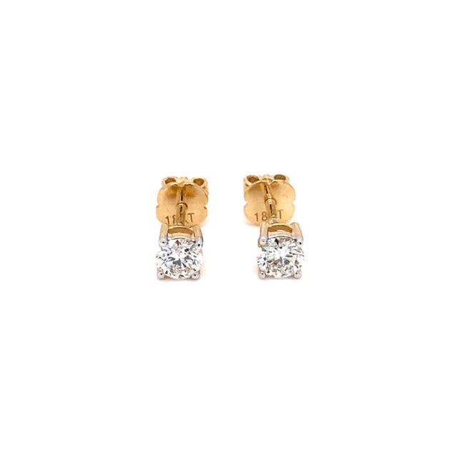 18k YG Diamond Stud Earrings. 2D=0.60ct. 4.2mm Wide