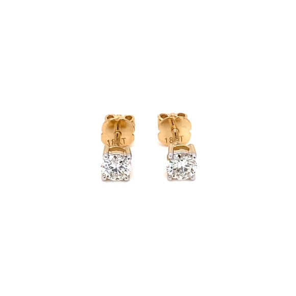 18k YG Diamond Stud Earrings. 2D=0.60ct. 4.2mm Wide