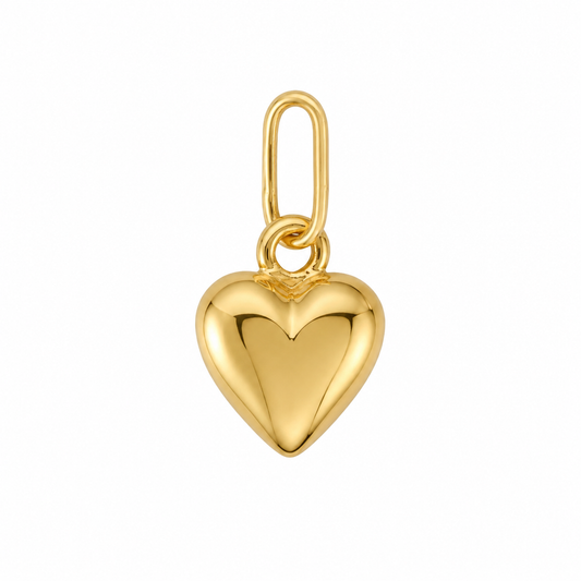 18k YG Hollow Heart Pendant 11mm.