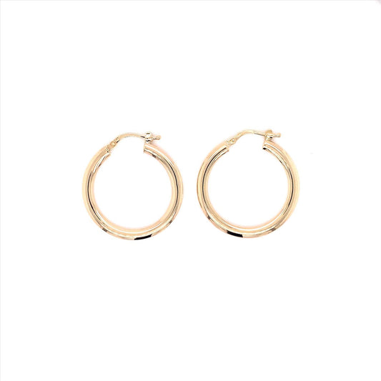 9k YG Oval Hoop Earrings 17x13mm  Flat Tube Design 1.5mm Wide