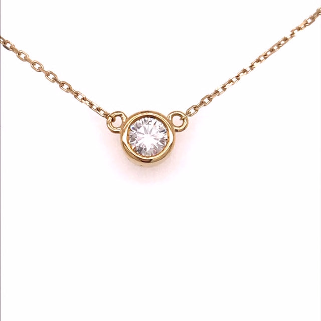 9k RG Bezel Set Diamond Pendant with Open link Chain 45cm set with Brilliant Cut Diamond = 0.30ct SI2 G