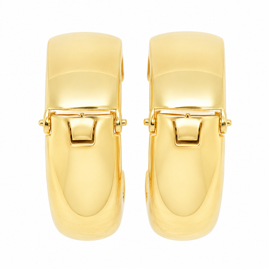 9k YG Half Round Huggie Earrings (7mm)