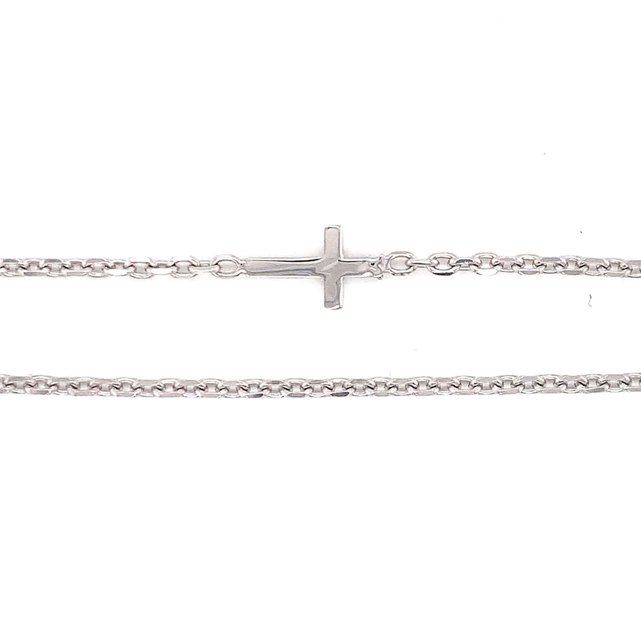 18k WG Italian Solid Oval Link with Cross Chain 2.0mm wide 50cm O-Ring at 45cm Approx 7.0g