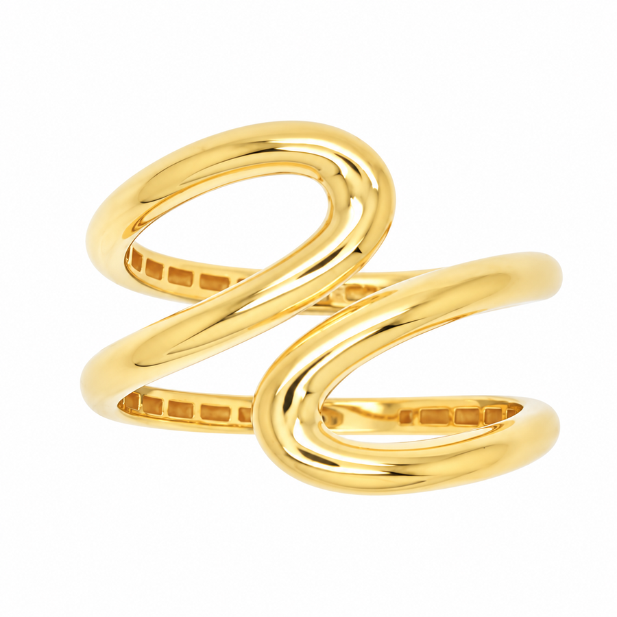 9k YG Outline Double Twist Open Wrap Ring, Size U