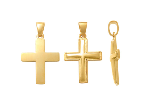 9k YG Cross Pendant 21.32mm x 15.20mm