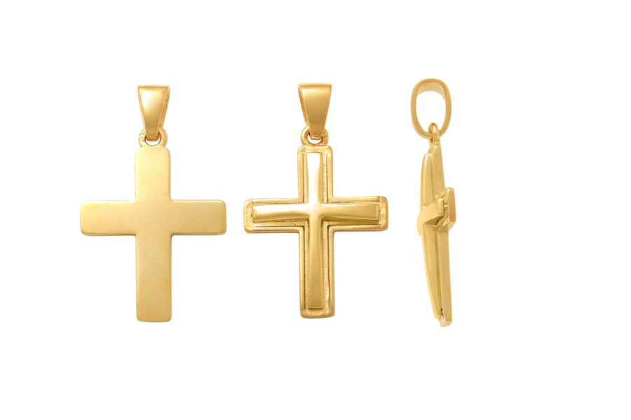 9k YG Cross Pendant 21.32mm x 15.20mm