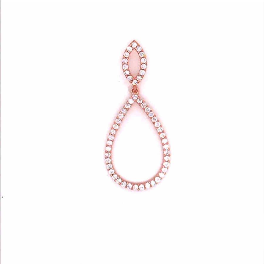 9k RG Tear Drop Pendant set with CZ's 34mm x 15mm