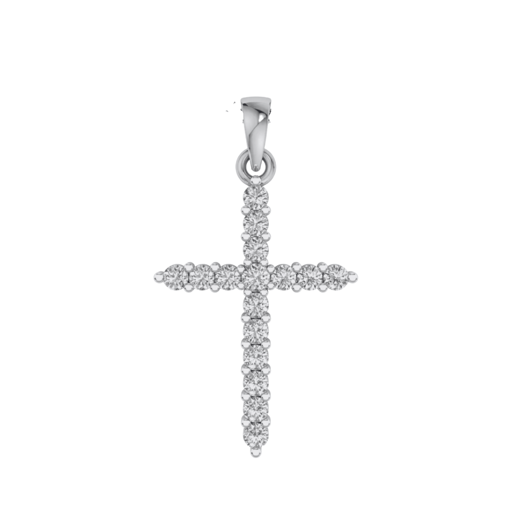 WG Diamond Cross Pendant 16D=0.25ct 17x12mm. Available in various alloys and colours.