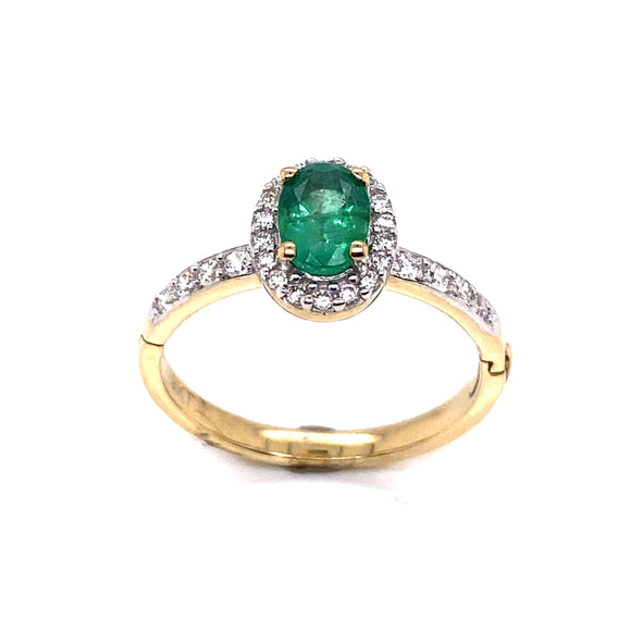 9k YG Emerald & Diamond Ring