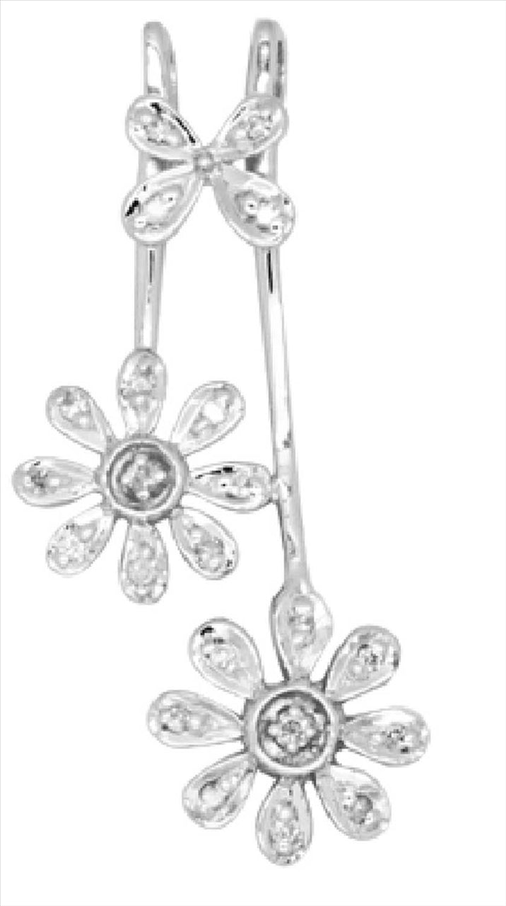 9k WG Diamond Flower Pendant 22D=0.15ct Claw Set . Meas. 31mm x 17mm