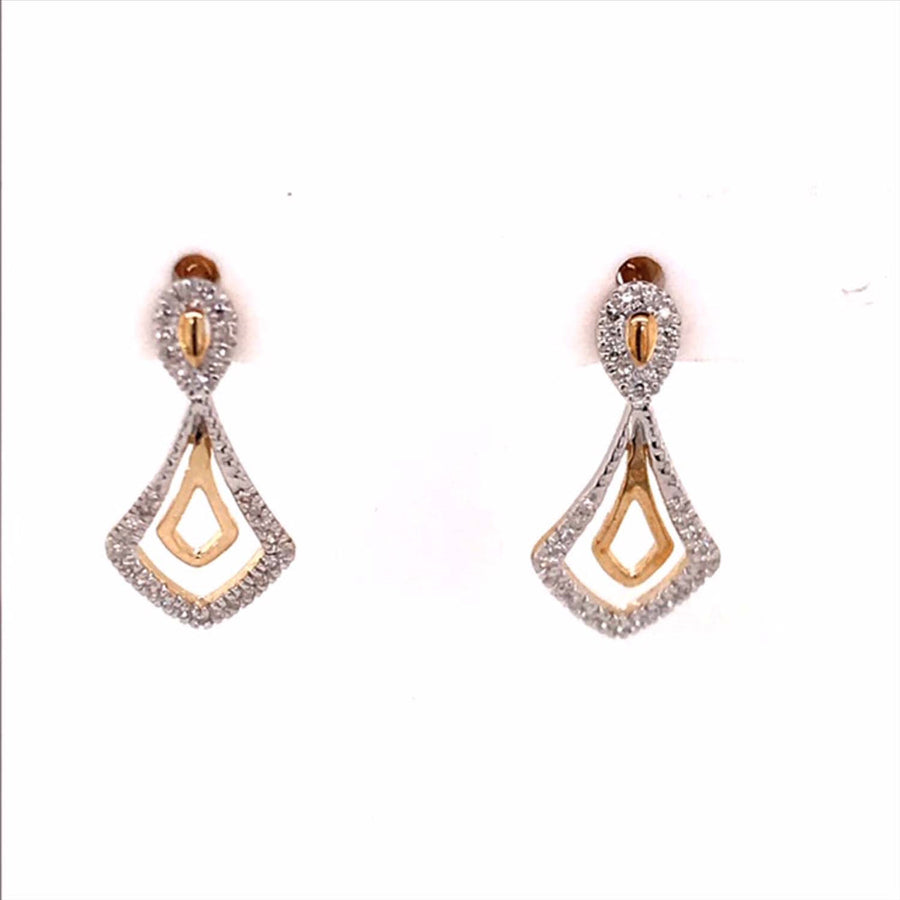 9k YG Diamond Diamond Shape Stud Earrings 64D=0.13ct Meas. 18x9mm