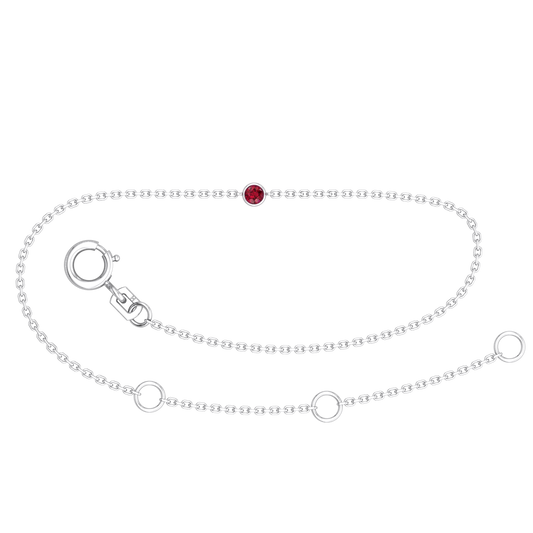 9k WG Oval Link Ruby Bracelet 1.4mm Wide 19.5cm . Bezel Set with 1RU=0.07ct, O-Rings at 16.5 & 18cm