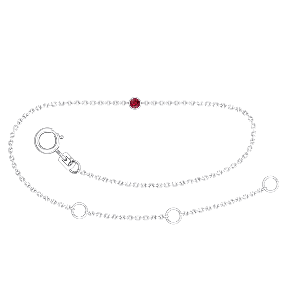 9k WG Oval Link Ruby Bracelet 1.4mm Wide 19.5cm . Bezel Set with 1RU=0.07ct, O-Rings at 16.5 & 18cm