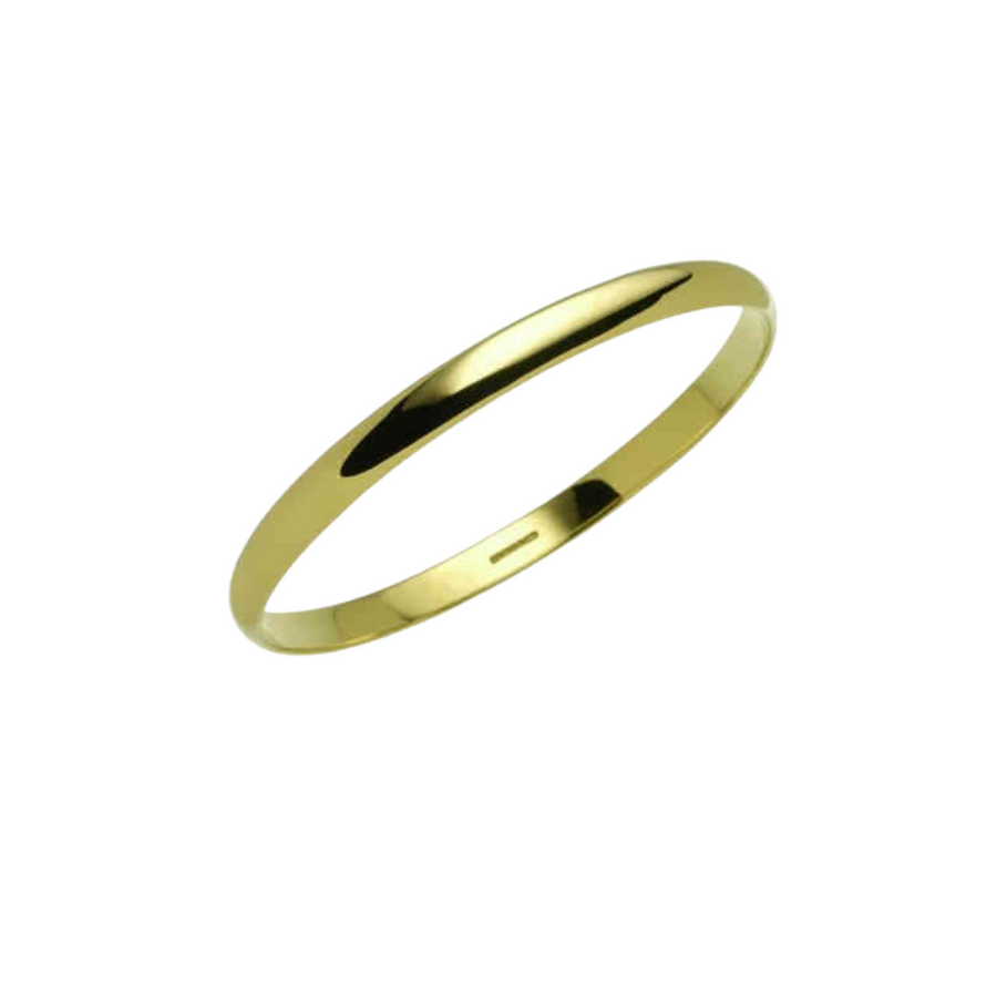 9k YG Solid Bangle. 3 x 45mm. Approx 6.40g
