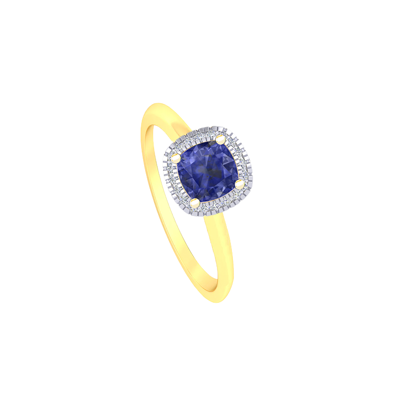 9k YG 5x5mm Tanzanite and Diamond Ring Size M  1Tanz=Approx 0.70ct  20D=0.06ct
