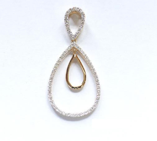 18k 2T Diamond Tear Drop Pendant 73D=0.27ct Grain Set . Meas. 41x19mm