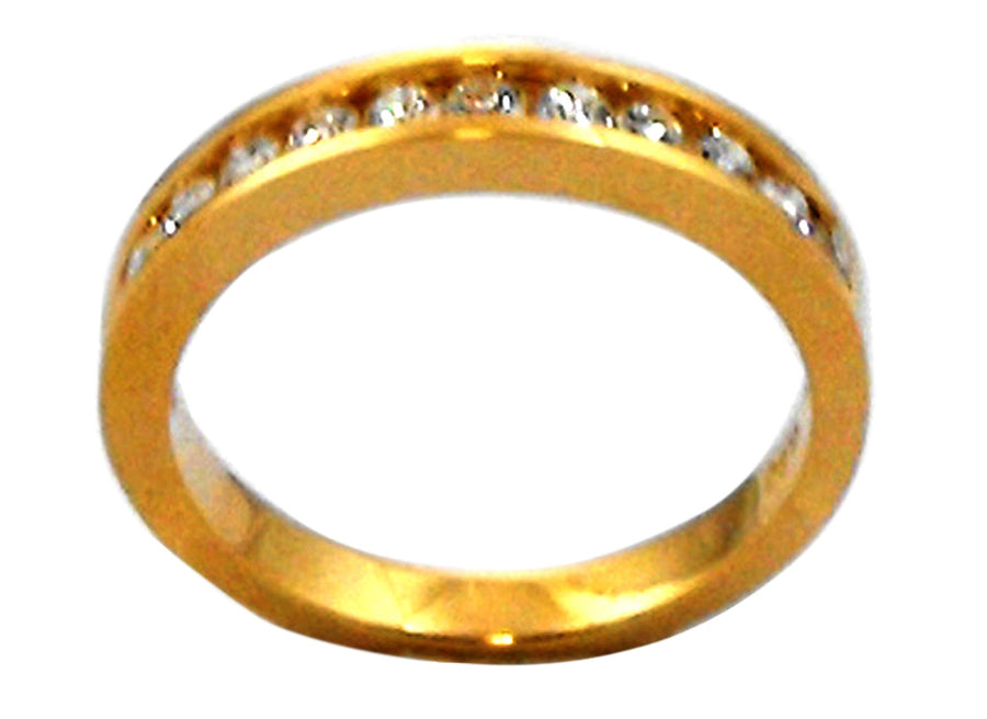18k YG Band with Brilliant Cut Diamonds 13D = 0.50ct  Size M.